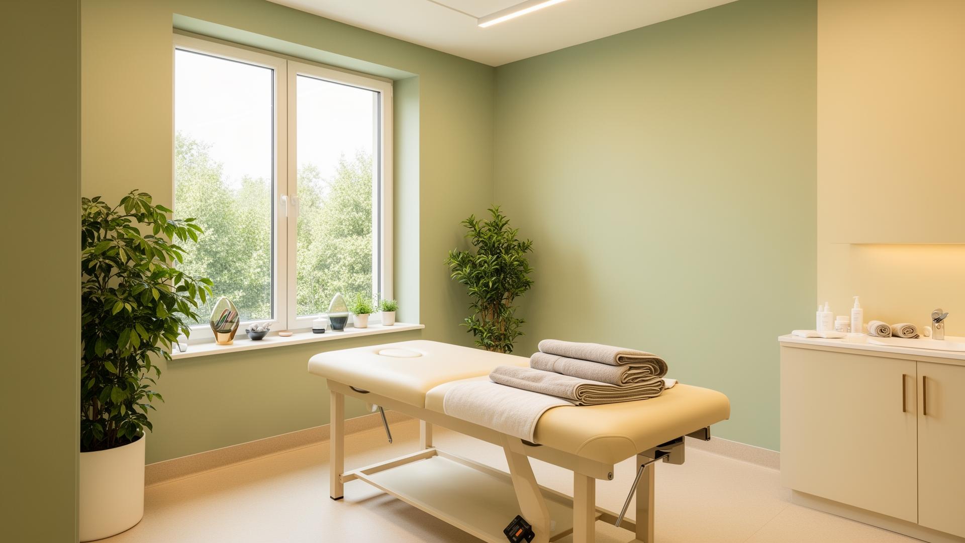 Modernes, helles Behandlungszimmer der Praxis Dahmen & Druen in Korschenbroich